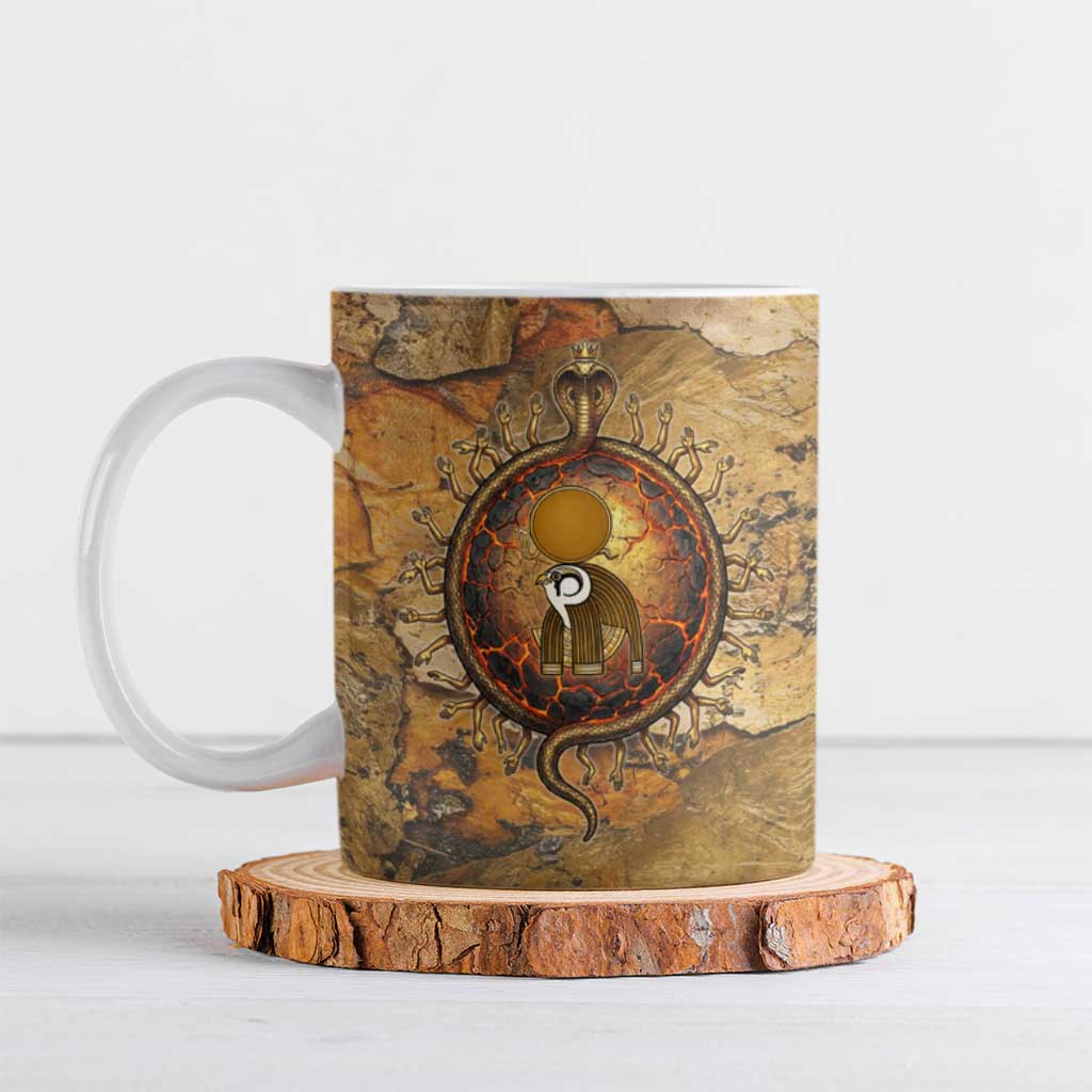 Ra Egyptian Ceramic Mug Sun God Solar Disk Serpent Slayer Ancient Egyptian Boat of the Underworld