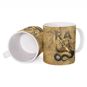 Ra Egyptian Ceramic Mug Sun God Solar Disk Serpent Slayer Ancient Egyptian Boat of the Underworld