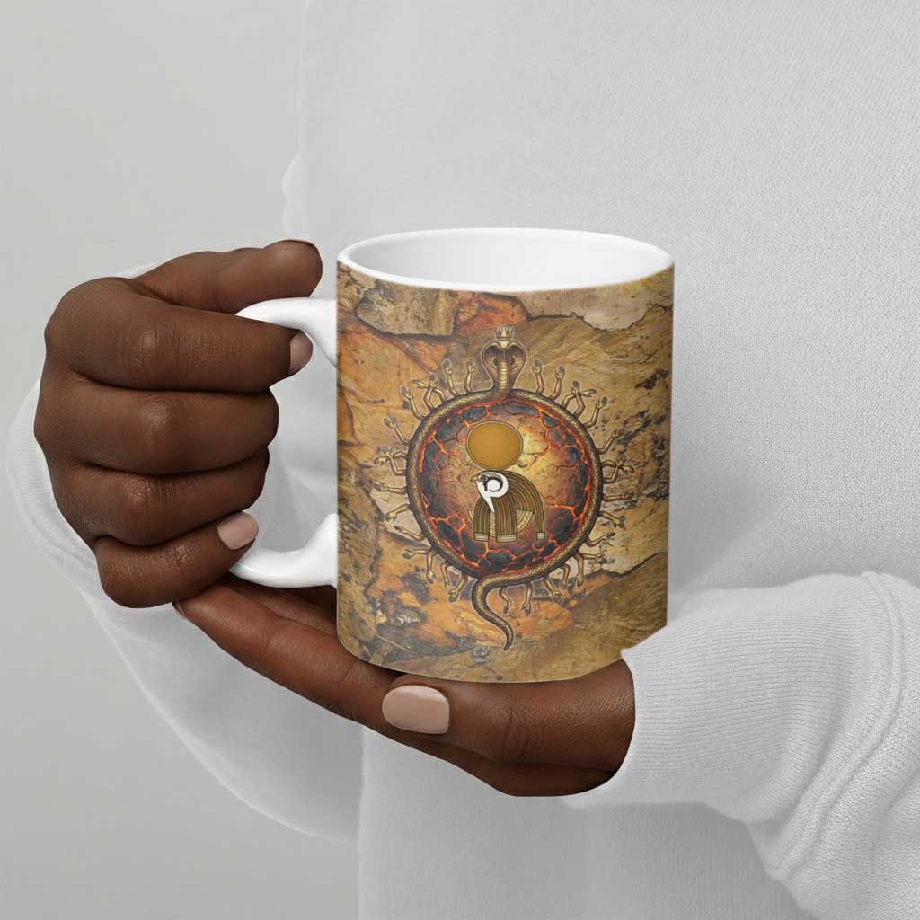 Ra Egyptian Ceramic Mug Sun God Solar Disk Serpent Slayer Ancient Egyptian Boat of the Underworld