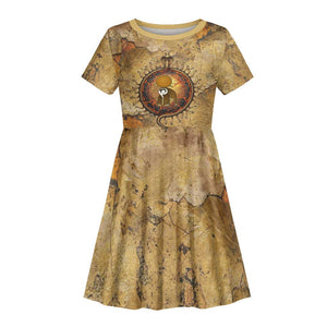 Ra Egyptian Kid Short Sleeve Dress Sun God Solar Disk Serpent Slayer Ancient Egyptian Boat of the Underworld