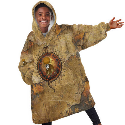 Ra Egyptian Kid Wearable Blanket Hoodie Sun God Solar Disk Serpent Slayer Ancient Egyptian Boat of the Underworld