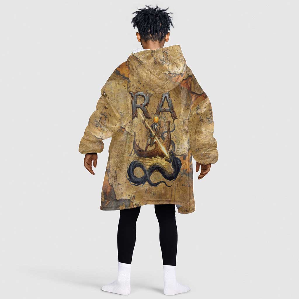 Ra Egyptian Kid Wearable Blanket Hoodie Sun God Solar Disk Serpent Slayer Ancient Egyptian Boat of the Underworld