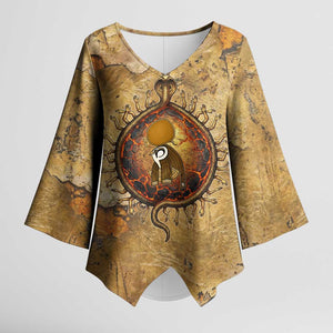Ra Egyptian Kimono Sleeve Blouse Sun God Solar Disk Serpent Slayer Ancient Egyptian Boat of the Underworld