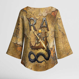 Ra Egyptian Kimono Sleeve Blouse Sun God Solar Disk Serpent Slayer Ancient Egyptian Boat of the Underworld