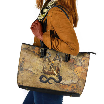 Ra Egyptian Leather Tote Bag Sun God Solar Disk Serpent Slayer Ancient Egyptian Boat of the Underworld