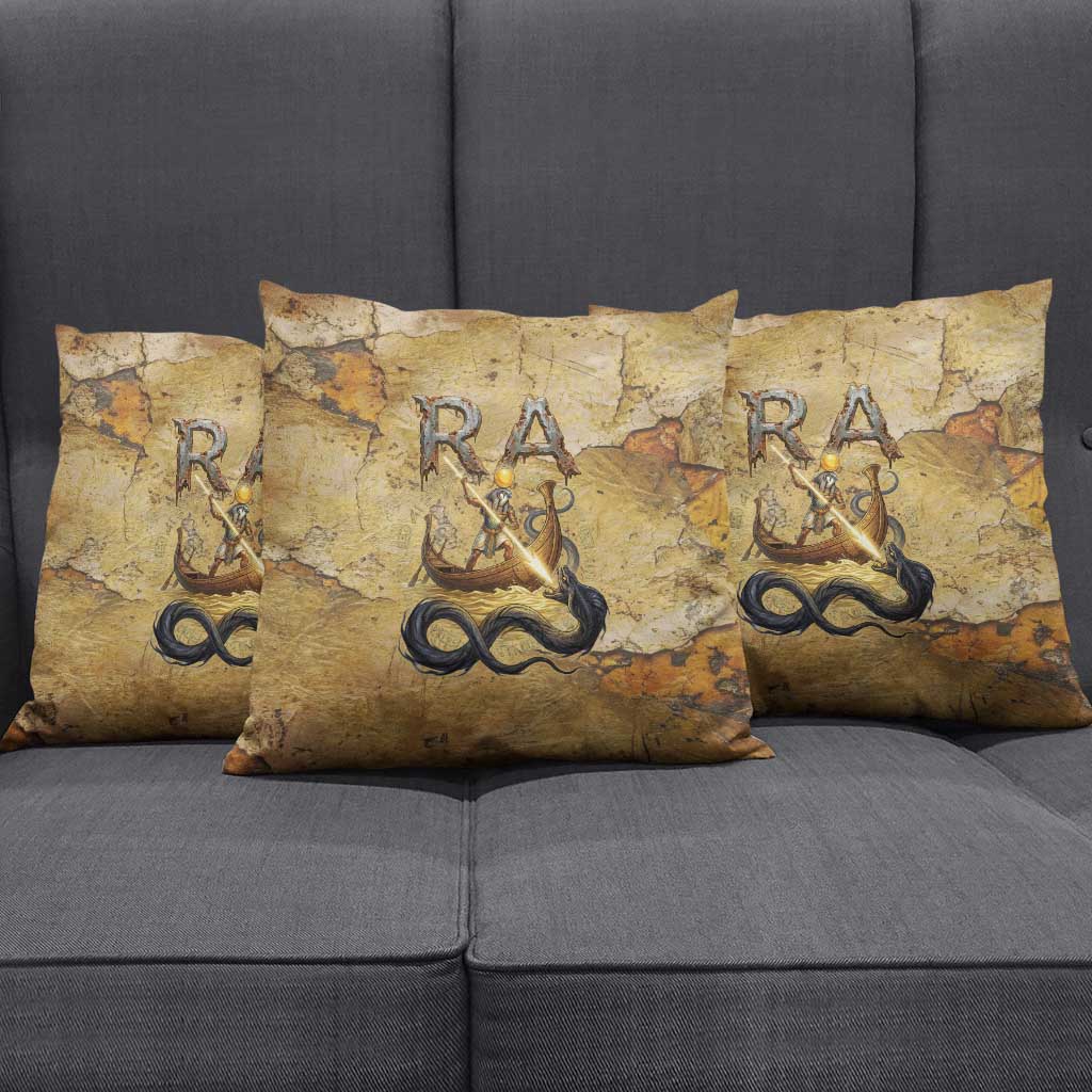 Ra Egyptian Pillow Cover Sun God Solar Disk Serpent Slayer Ancient Egyptian Boat of the Underworld