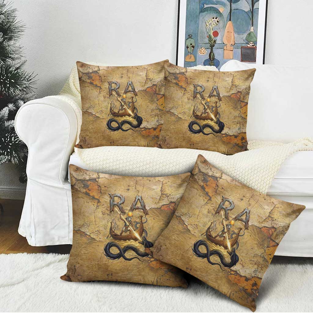 Ra Egyptian Pillow Cover Sun God Solar Disk Serpent Slayer Ancient Egyptian Boat of the Underworld