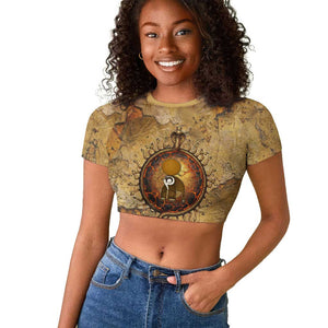 Ra Egyptian Raglan Cropped T shirt Sun God Solar Disk Serpent Slayer Ancient Egyptian Boat of the Underworld