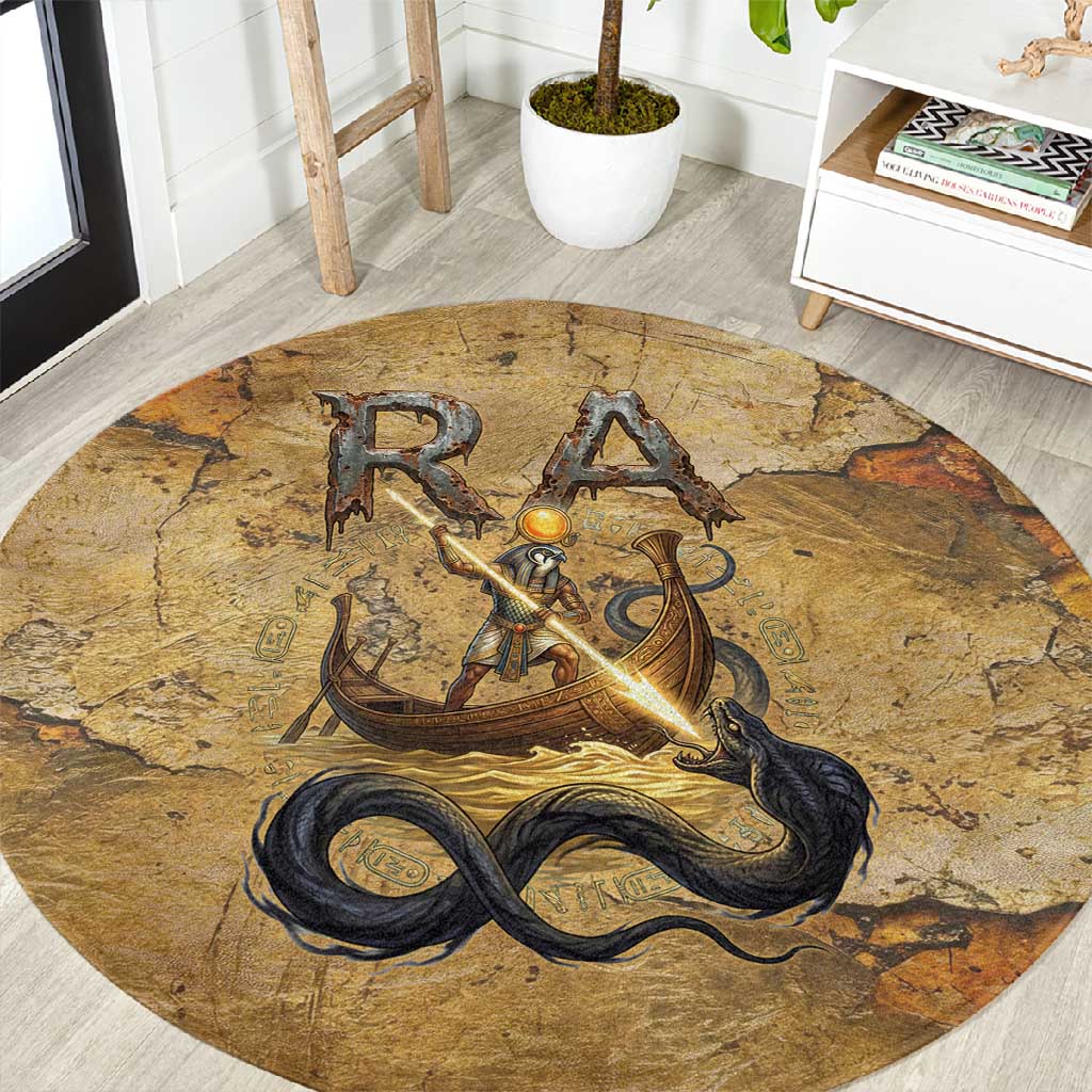 Ra Egyptian Round Carpet Sun God Solar Disk Serpent Slayer Ancient Egyptian Boat of the Underworld