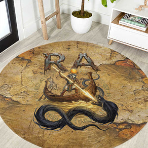 Ra Egyptian Round Carpet Sun God Solar Disk Serpent Slayer Ancient Egyptian Boat of the Underworld