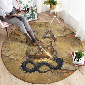 Ra Egyptian Round Carpet Sun God Solar Disk Serpent Slayer Ancient Egyptian Boat of the Underworld