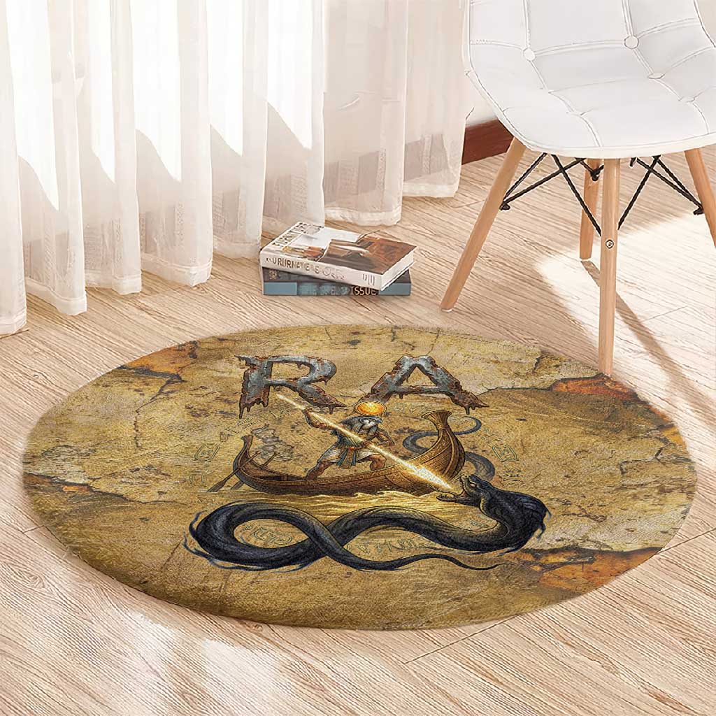 Ra Egyptian Round Carpet Sun God Solar Disk Serpent Slayer Ancient Egyptian Boat of the Underworld