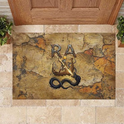 Ra Egyptian Rubber Doormat Sun God Solar Disk Serpent Slayer Ancient Egyptian Boat of the Underworld