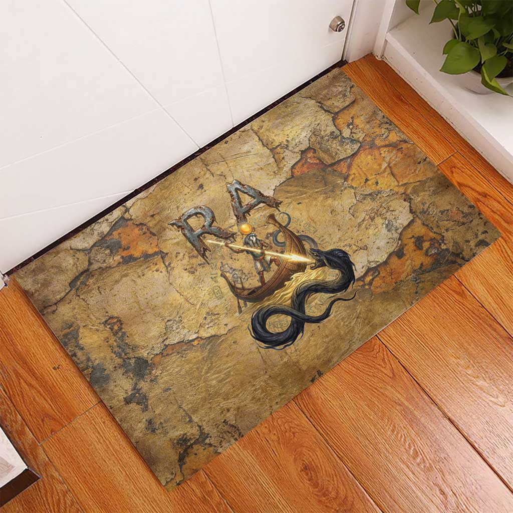 Ra Egyptian Rubber Doormat Sun God Solar Disk Serpent Slayer Ancient Egyptian Boat of the Underworld