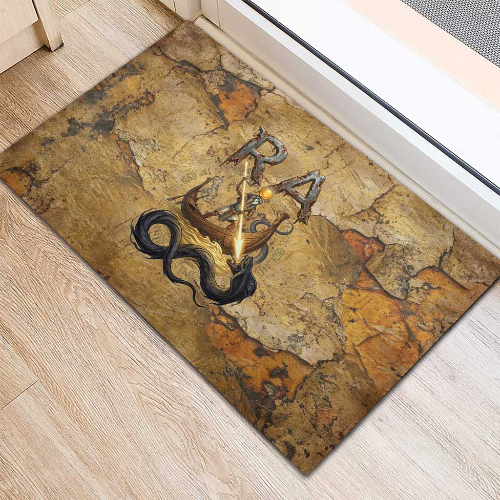 Ra Egyptian Rubber Doormat Sun God Solar Disk Serpent Slayer Ancient Egyptian Boat of the Underworld