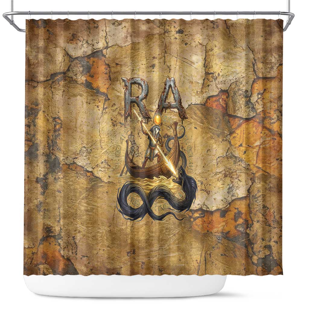 Ra Egyptian Shower Curtain Sun God Solar Disk Serpent Slayer Ancient Egyptian Boat of the Underworld