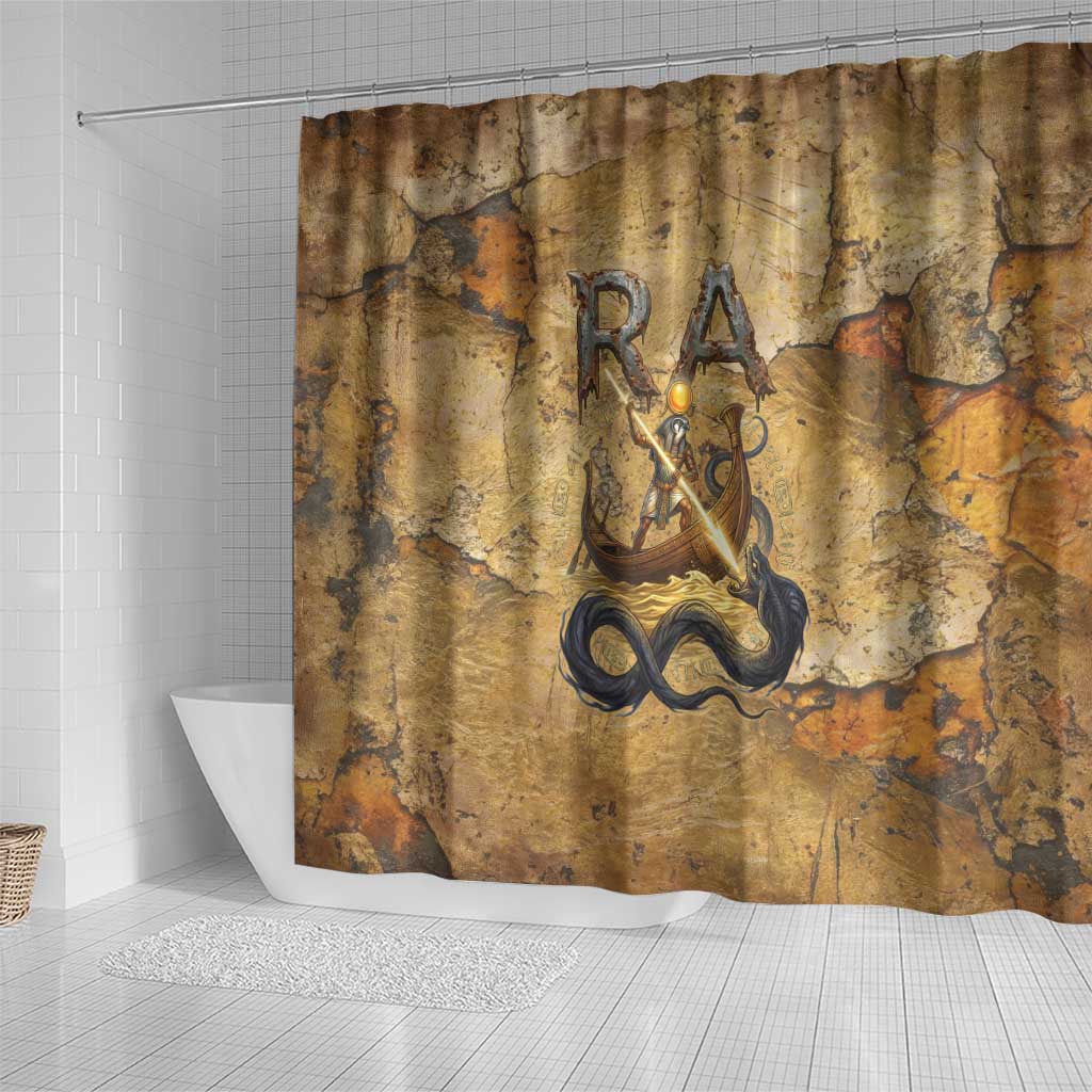 Ra Egyptian Shower Curtain Sun God Solar Disk Serpent Slayer Ancient Egyptian Boat of the Underworld