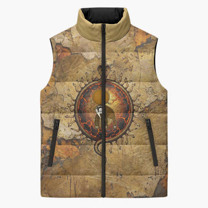 Ra Egyptian Sleeveless Puffer Jacket Sun God Solar Disk Serpent Slayer Ancient Egyptian Boat of the Underworld