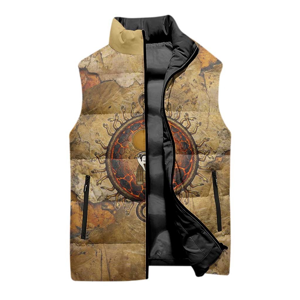 Ra Egyptian Sleeveless Puffer Jacket Sun God Solar Disk Serpent Slayer Ancient Egyptian Boat of the Underworld