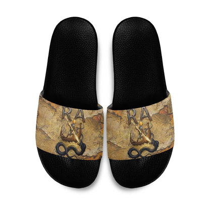 Ra Egyptian Slide Sandals Sun God Solar Disk Serpent Slayer Ancient Egyptian Boat of the Underworld