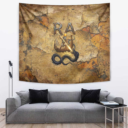Ra Egyptian Tapestry Sun God Solar Disk Serpent Slayer Ancient Egyptian Boat of the Underworld