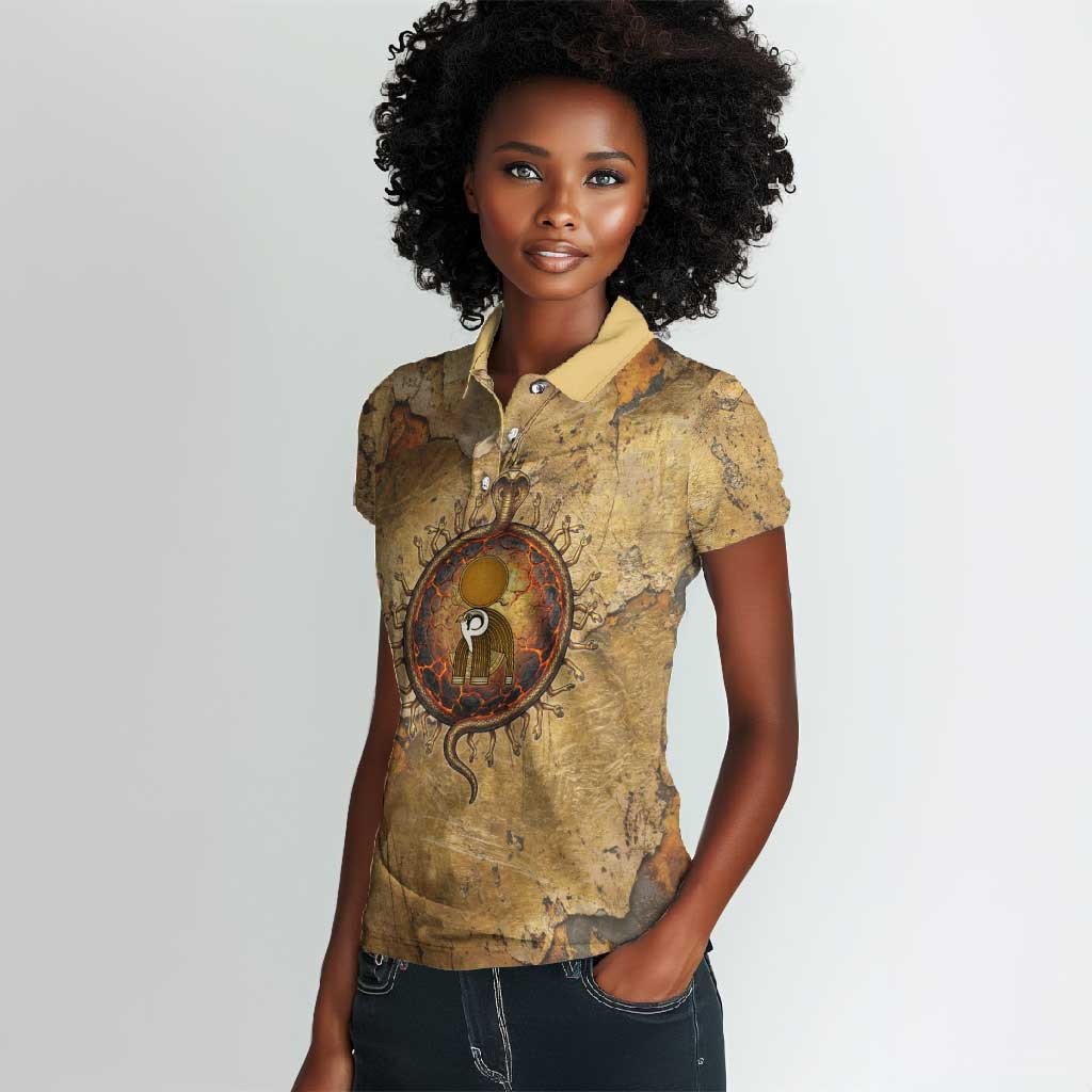 Ra Egyptian Women Polo Shirt Sun God Solar Disk Serpent Slayer Ancient Egyptian Boat of the Underworld