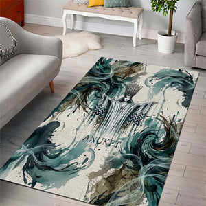Anuket Egyptian Area Rug Goddess of the Nile Flowing Water Gazelle Spirit The Embracer