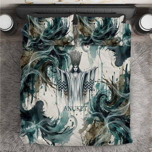Anuket Egyptian Bedding Set Goddess of the Nile Flowing Water Gazelle Spirit The Embracer