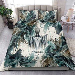 Anuket Egyptian Bedding Set Goddess of the Nile Flowing Water Gazelle Spirit The Embracer