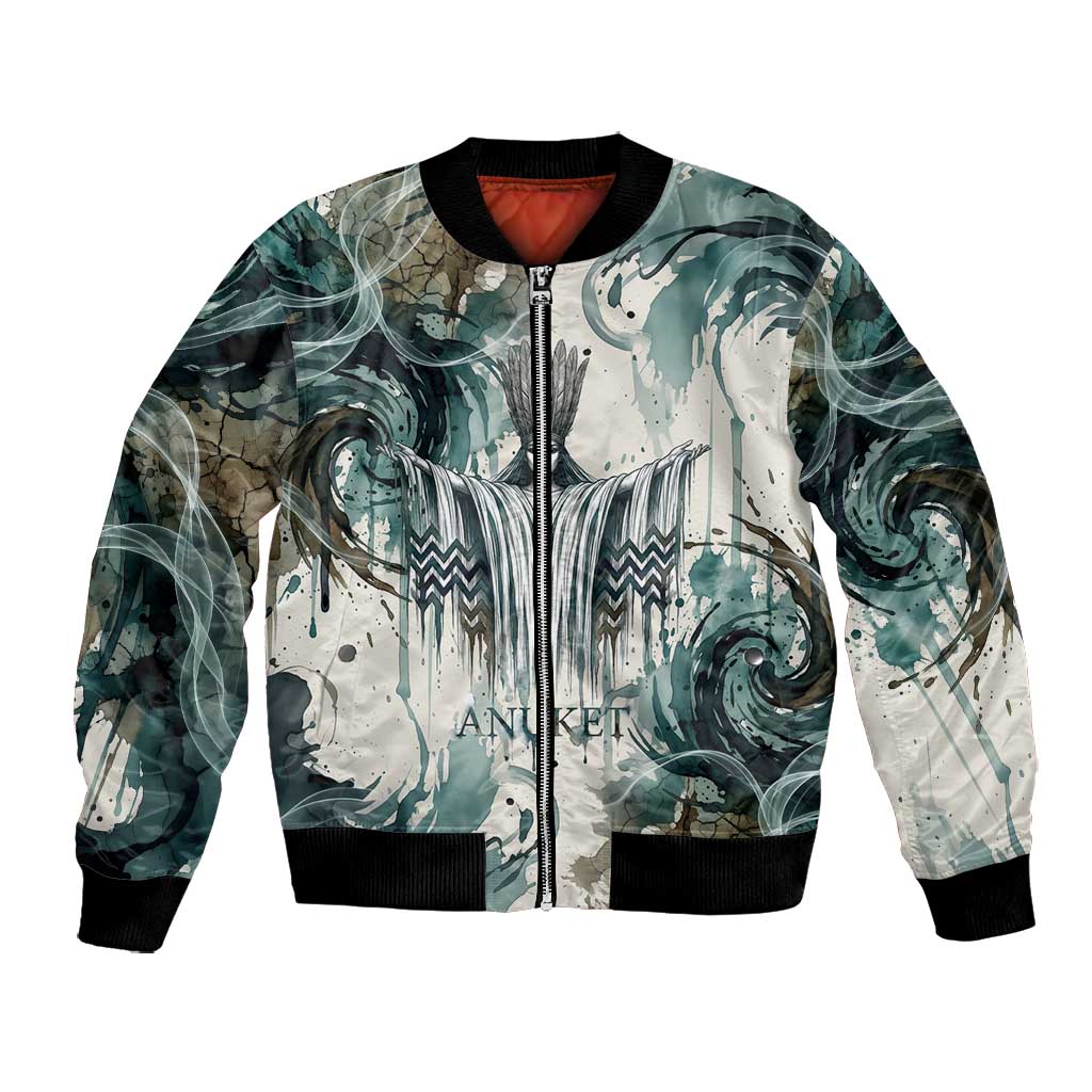 Anuket Egyptian Bomber Jacket Goddess of the Nile Flowing Water Gazelle Spirit The Embracer