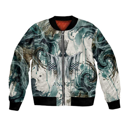 Anuket Egyptian Bomber Jacket Goddess of the Nile Flowing Water Gazelle Spirit The Embracer