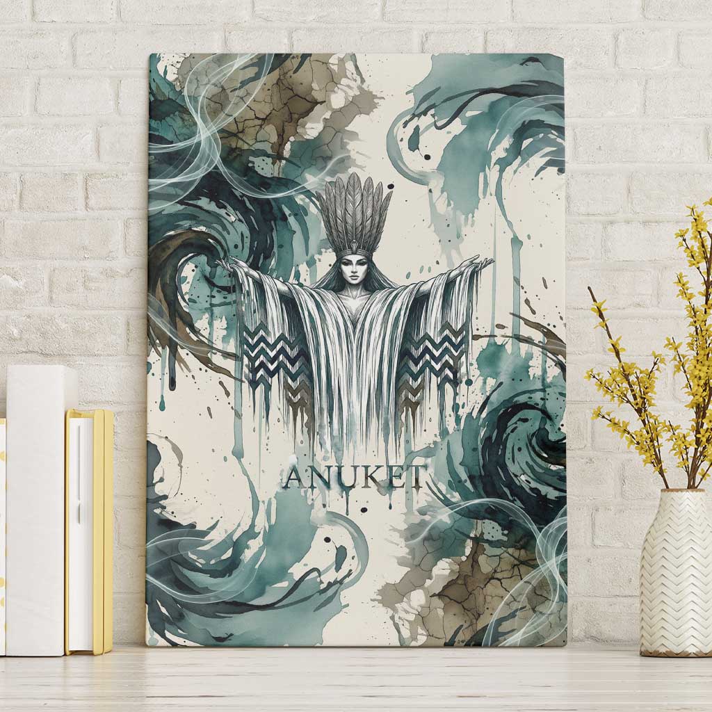 Anuket Egyptian Canvas Wall Art Goddess of the Nile Flowing Water Gazelle Spirit The Embracer