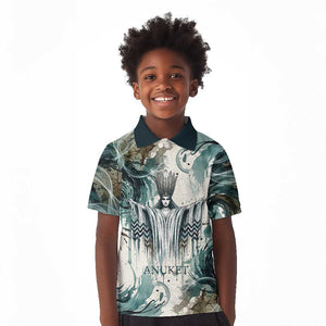 Anuket Egyptian Kid Polo Shirt Goddess of the Nile Flowing Water Gazelle Spirit The Embracer