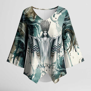 Anuket Egyptian Kimono Sleeve Blouse Goddess of the Nile Flowing Water Gazelle Spirit The Embracer