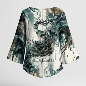 Anuket Egyptian Kimono Sleeve Blouse Goddess of the Nile Flowing Water Gazelle Spirit The Embracer