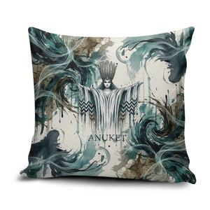 Anuket Egyptian Pillow Cover Goddess of the Nile Flowing Water Gazelle Spirit The Embracer