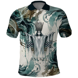 Anuket Egyptian Polo Shirt Goddess of the Nile Flowing Water Gazelle Spirit The Embracer