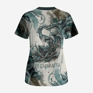 Anuket Egyptian Scrub Top Goddess of the Nile Flowing Water Gazelle Spirit The Embracer