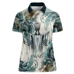 Anuket Egyptian Women Polo Shirt Goddess of the Nile Flowing Water Gazelle Spirit The Embracer