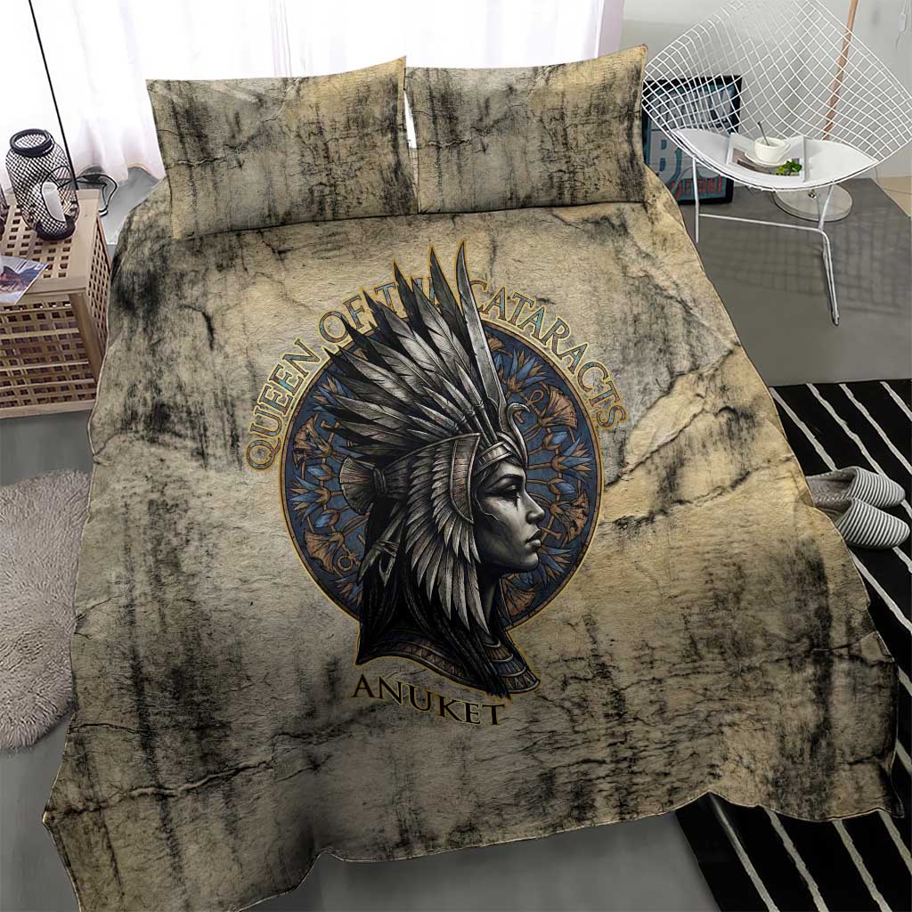 Anuket Bedding Set Egyptian Queen of the Cataracts Ankh Symbol