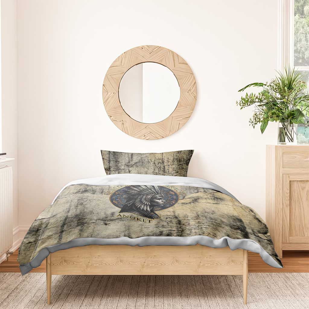 Anuket Bedding Set Egyptian Queen of the Cataracts Ankh Symbol