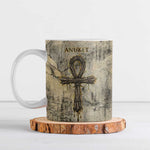 Anuket Ceramic Mug Egyptian Queen of the Cataracts Ankh Symbol