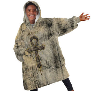 Anuket Kid Wearable Blanket Hoodie Egyptian Queen of the Cataracts Ankh Symbol