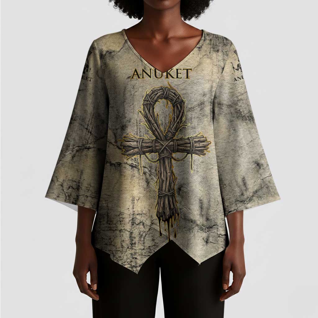 Anuket Kimono Sleeve Blouse Egyptian Queen of the Cataracts Ankh Symbol