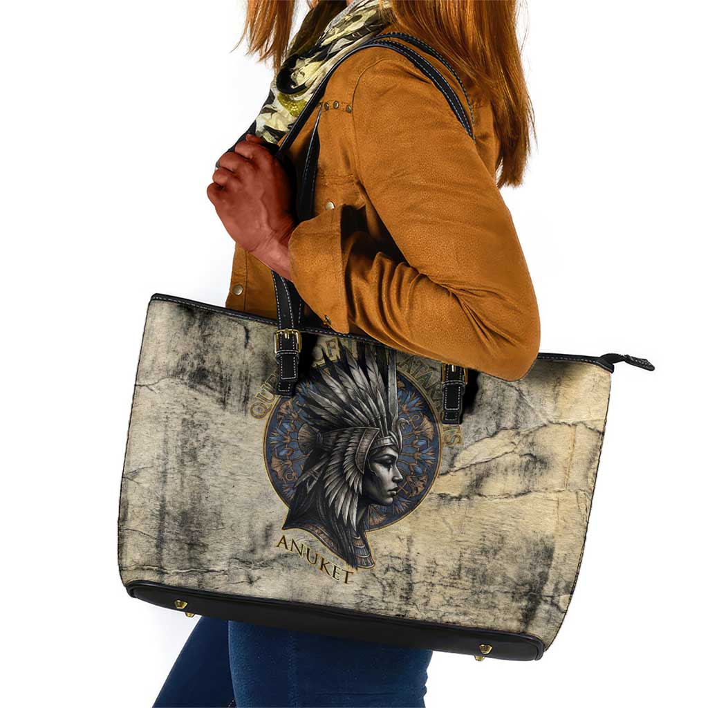 Anuket Leather Tote Bag Egyptian Queen of the Cataracts Ankh Symbol