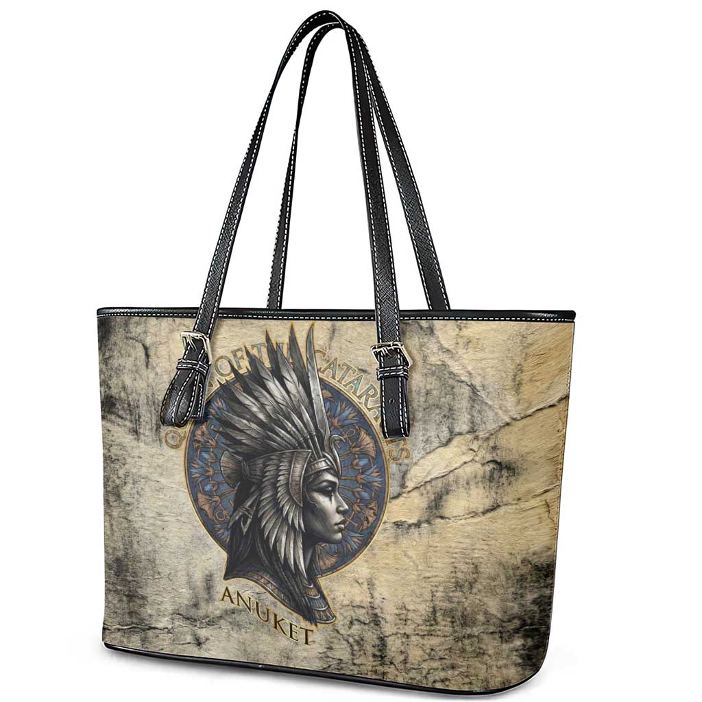 Anuket Leather Tote Bag Egyptian Queen of the Cataracts Ankh Symbol
