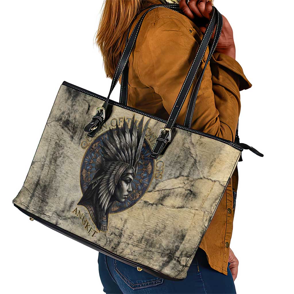 Anuket Leather Tote Bag Egyptian Queen of the Cataracts Ankh Symbol
