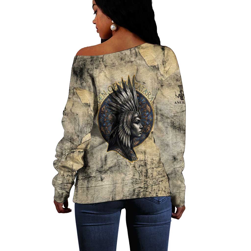 Anuket Off Shoulder Sweater Egyptian Queen of the Cataracts Ankh Symbol