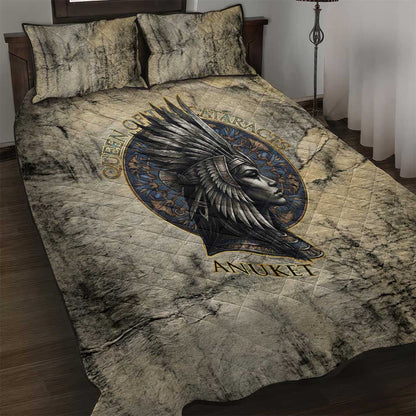 Anuket Quilt Bed Set Egyptian Queen of the Cataracts Ankh Symbol