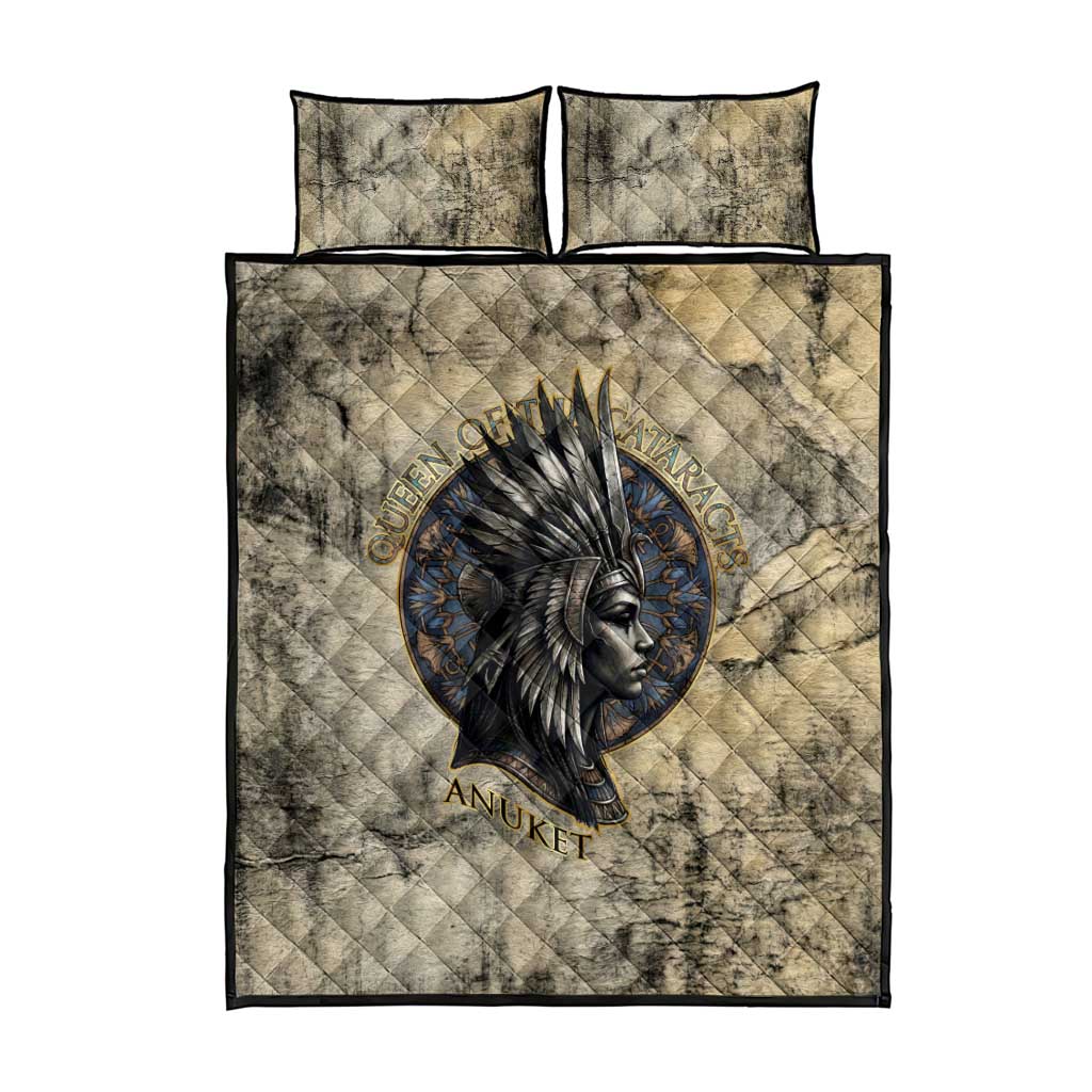Anuket Quilt Bed Set Egyptian Queen of the Cataracts Ankh Symbol